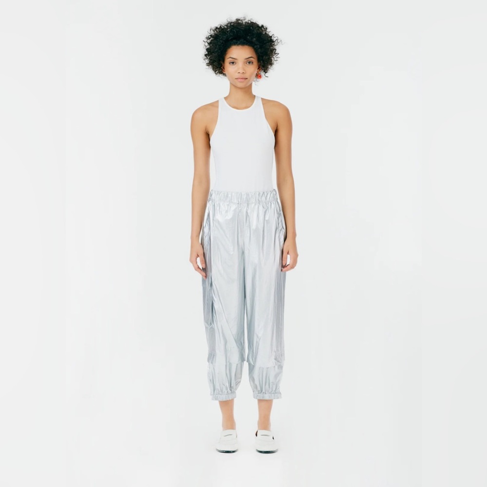 Tibi Metallic Nylon Pull On Wilt Jogger